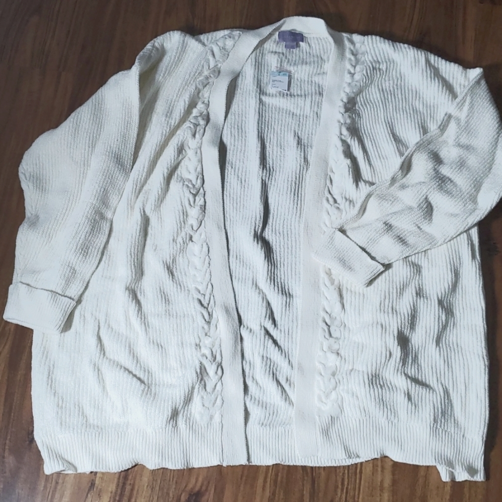 Open creamy white sweater 3x